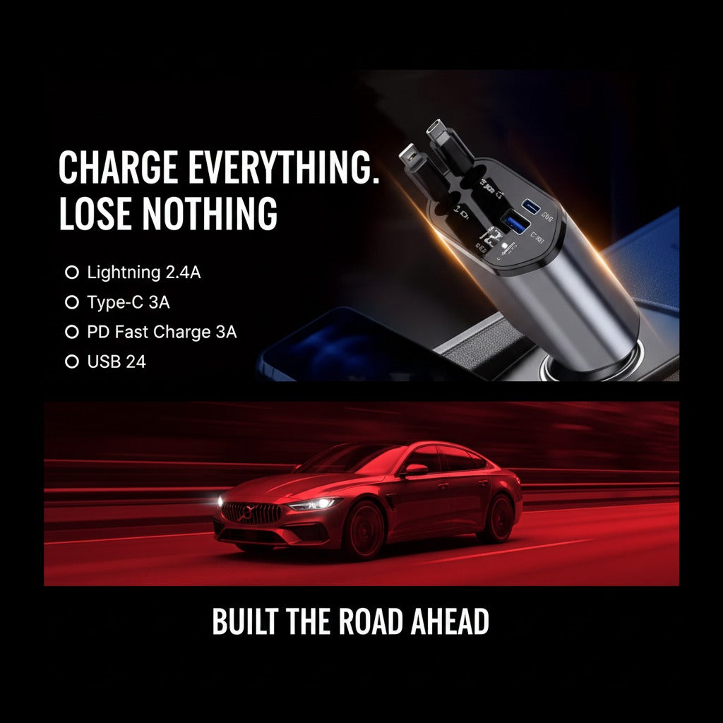 DriveHub 4-in-1 Fast Car Charger Adapter